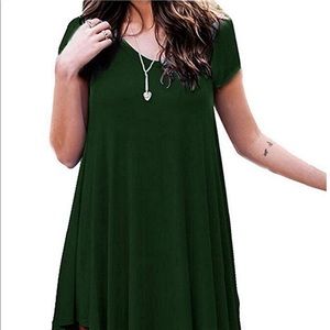 Amazon short sleeve swing dress green